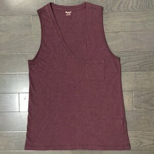 NWT Madewell Whisper Cotton V-Neck Pocket Tank Size XS